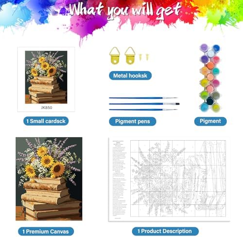 ZTOTZ Paint by Numbers with Flower, Simple Paint- by -Numbers Kits Book