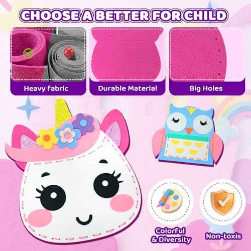 powerful xishan Unicorn Sewing Kit for Kids Ages 4-8| 9 Beginner Projects