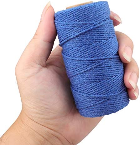 jijAcraft Blue Cotton String, 328Ft Butcher String, 2MM Craft Twine, Soft Cooking Twine, Cooking Natural Cord for Graduation Gift Wrap, DIY Crafts, Home Decor