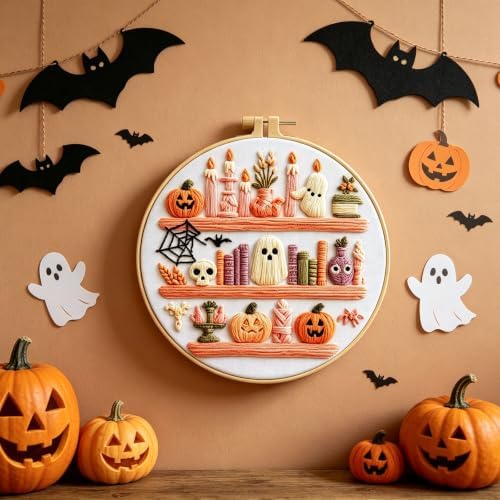 RUIQLXHANG Halloween Ghost Reading Embroidery Kit for Beginners