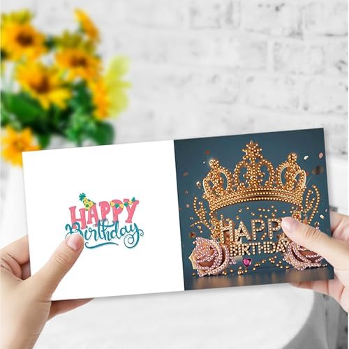 8 Pack 5D DIY Diamond Painting Cards Kit, Diamond Art Birthday Holiday Greeting Card, Art Crafts Kit Creative Gift with Envelope, Card Making Kits for Adults, Birthday