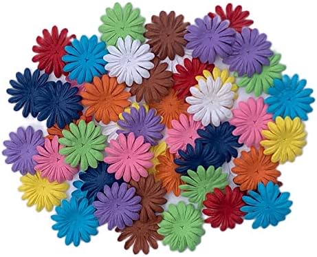 100PCS Handmade Mulberry Paper Daisy Petals, Artificial Paper Flowers for DIY Crafts, Scrapbooking, Card Making, Wedding Decorations, Floral Embellishments, Pastel Colors, 40 x 40mm (10 Colors)