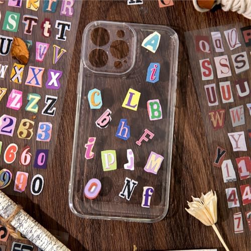 8 Sheets Pre-Cut Vintage Alphabet & Number Sticker Set, Retro Typography Letters for Scrapbook Journal Collage DIY Craft Decor