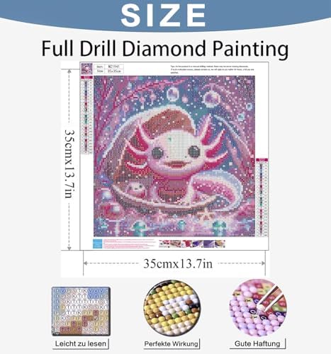 Benjenes Pink Salamander Diamond Art Kits for Adults, Diamond Painting