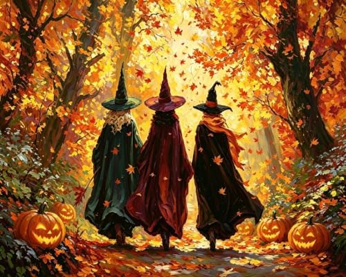 Tabszca Halloween Witch Paint by Numbers Kit for Adults 16 X 20 Inch