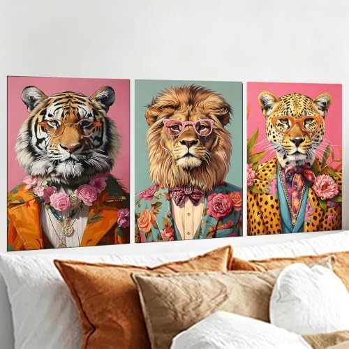 BAWKENTON 3 Pack Diamond Art Kits for Adults, DIY Cheetah Wall Decor