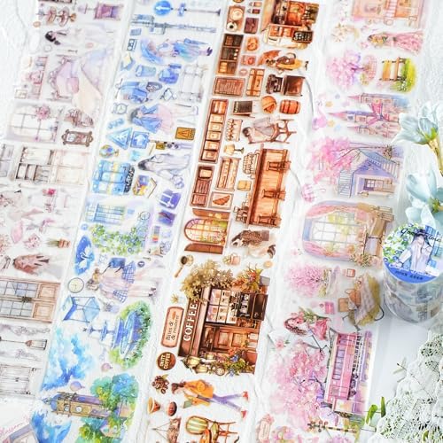 PET Tape Stickers for Journaling Supplies,Natural Scene Scrapbook Stickers