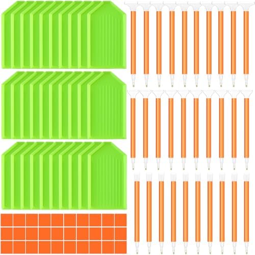 Affrolling 90 Pcs Diamond Art Tools, Drill Pens Trays Glue Clay