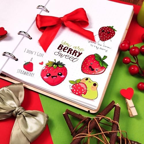 100Pcs Strawberry Stickers & Laptop Decals - Strawberry Birthday Party Decorations, Gifts for Women & Men