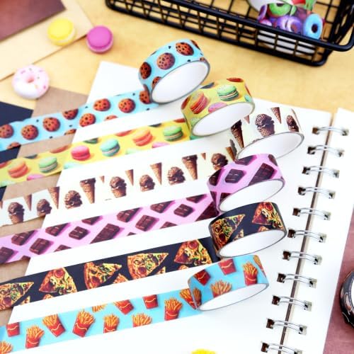16 Rolls Food Theme Washi Tape Set,Cute Decorative for Crafts