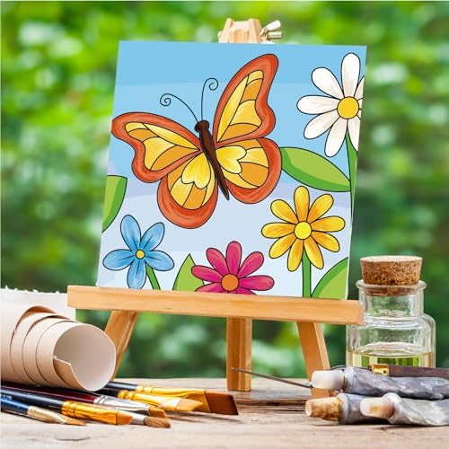 Anseal 12 Packs Pre Drawn Canvas to Paint, 4" X 4" Animal Pre-Printed Canvas Paint Party, Stretched Outline Painting Boards for Beginners, Party Favor