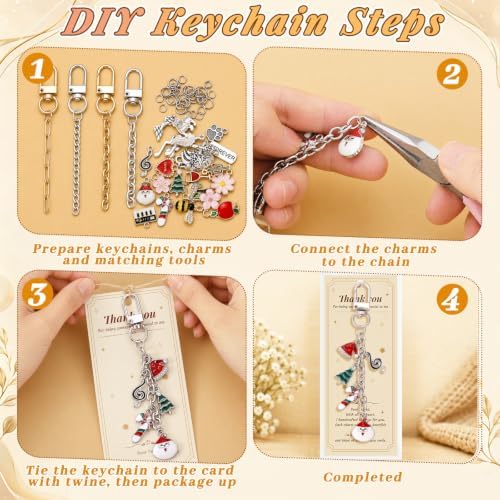 Wurosi 24 Sets Keychain Making Kit for Bag Charm with Package,Gold & Silver