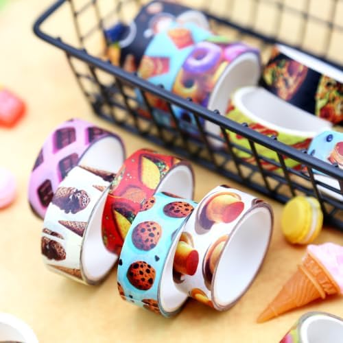 16 Rolls Food Theme Washi Tape Set,Cute Decorative for Crafts