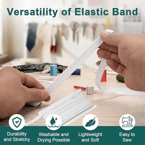 Airisoer Elastic Bands for Sewing 1/2 Inch x 12 Yards, White