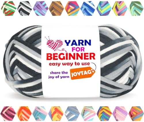 50g Rainbow Beginner Crochet Yarn for Crocheting and Knitting Multicolor Cotton Crochet Yarn for Beginners Easy Yarn for Beginners(Black Grey Tone)