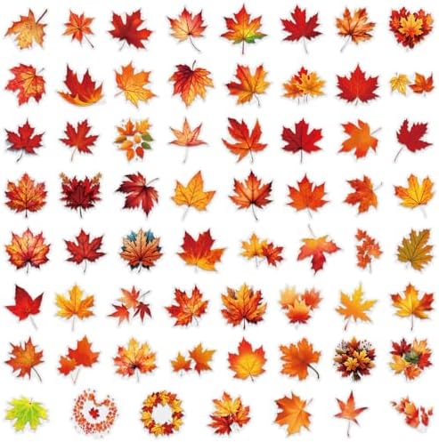 60 Pieces Maple Leaf Transparent Stickers for Scrapbooking, Fall Autumn Leaves Stickers Supplies Journal Stuffers for Adult Card Making Letters DIY (Leaf)