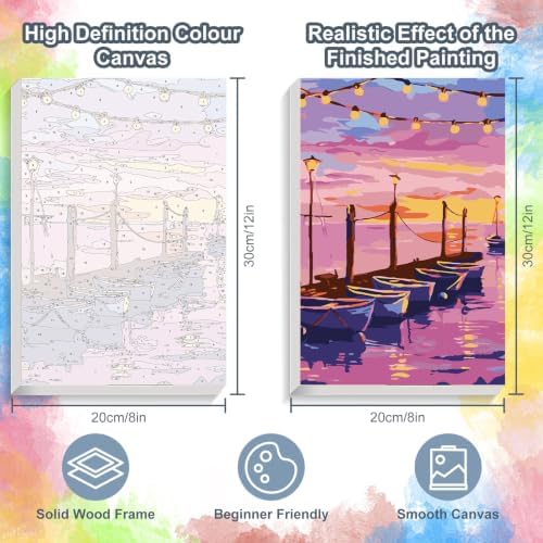 Kalonyth Boat Framed Paint by Numbers Kit for Adults Beginner 8x12 inch