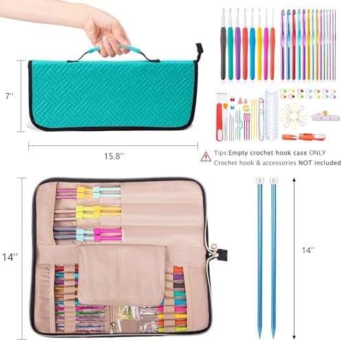 MYBAGZING Knitting Needles & Crochet Hook Case - Empty (up to 14 Inches) - Knitting & Crochet Accessories Organizer