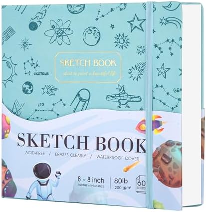 FLYING EAGLE Sketch Book, Square Hardcover Sketchbook for Kids, 8 x8, Blue