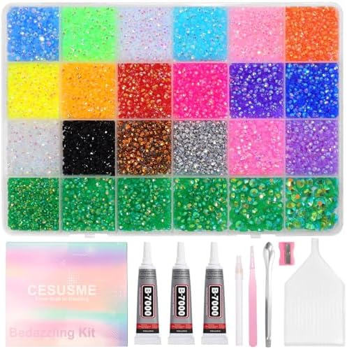 28000Pcs Color Rhinestones Bedazzling Kit, Green Bedazzling Gems for Crafts