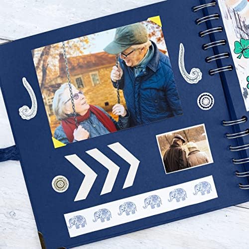 Bstorify Square Scrapbook Photo Albums 8 x 8 Inch Blue Hardcover with Ribbon Closure - Ideal for Scrapbooking, Art & Craft Projects | Hardcover with Thick Kraft Paper, Ideal for Your Scrapbooking Albums, Art & Craft Projects (Blue, 8 x 8 Inch)