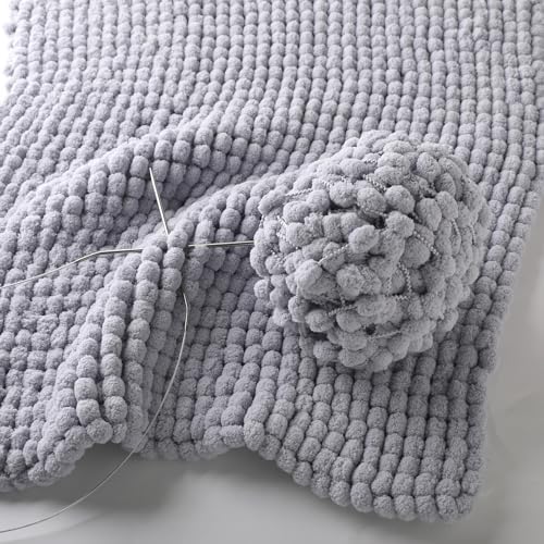 Hand-Woven Ball Yarn, 4 Pack, 380g Total, for Blankets, Cushions, and Pet Nests, Fluffy Chunky Craft Yarn (Light Gray)