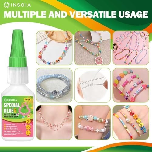 INSOIA Super Bracelet Glue Clear, 20g, Strong Bond, with Precision Tips