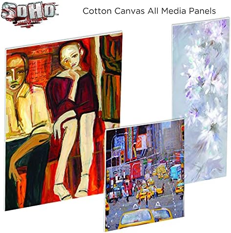 SoHo Artist Cotton Canvas All Media Panels - 10x10-3 Pack of Double Primed Cotton Acid-Free Panels Bonded Canvases for Paintings, Artwork and More