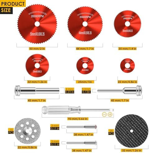 44 Pcs Red Cutting Wheel Set Compatible with Plastic for Rotary Tool