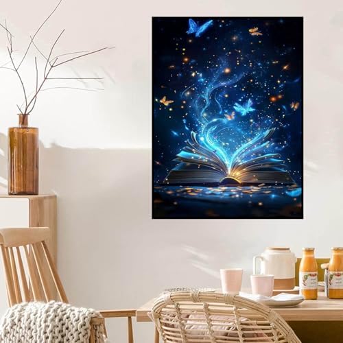 Book Diamond Art Kits for Adults, Butterfly Diamond Painting Kits 12x16inch