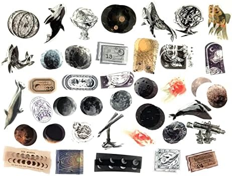 Esweny 200 Pieces Vintage Ephemera Scrapbooking Supplies Pack for Journaling, Decoupage Paper Scrapbook Stickers Kit for Junk Journal Planners Collage Craft Notebooks Album (Space and Sea)