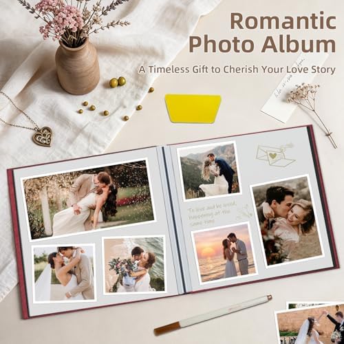 Popotop Photo Album Self Adhesive Scrapbook Album for 4x6 5x7 8x10 Pictures DIY Photo Book as Scrapbooking Supplies Kits, Birthday Gifts for Women Mom Wedding Baby Family Travel