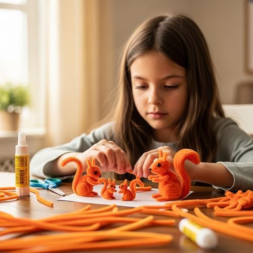 Caydo 200 Pieces Orange Pipe Cleaners for Flowers Making