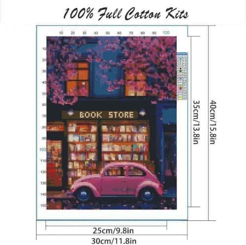 DYAIYYMQ Bookstore Stamped Cross Stitch Kit for Adults 15.7x11.8 inches