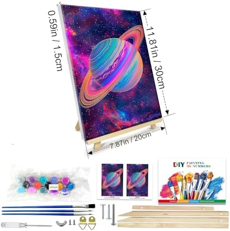 JOOZ Paint by Numbers Kit for Adults with Frame, Planet, 8x12 Inch