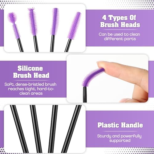20 Pcs Sewing Machine Cleaning Brushes Reusable Silicone Cleaner,Black, Purple