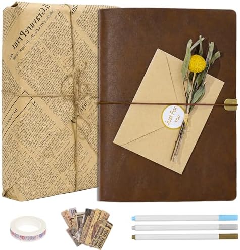 Vienrose Photo Album Scrapbook Kit, 9x6.5 Inch, 60 Pages, Dark Brown