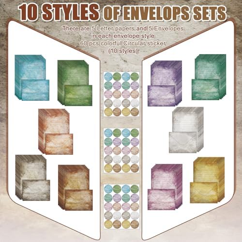 TaoBary 160 Pcs Vintage Stationery Paper and Envelopes Set, 8.25 x 5.5''