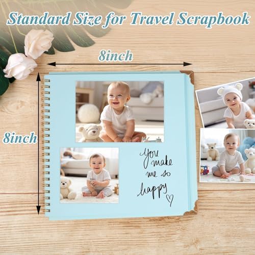 Joyberg Scrapbook 80 Pages, Scrapbooking Supplies 8 x 8 In, Scrapbook Album Suitable for Album Memory Book Wedding, Anniversary Family, DIY Craft Projects (Blue)