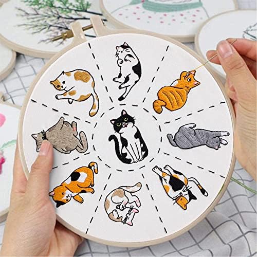 Louise Maelys Cat Embroidery Kit for Beginners Animal Pattern DIY Craft