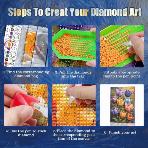 JOOZ 5D Flowers Diamond Painting Kits for Adults with Frame, 8x12 Inch