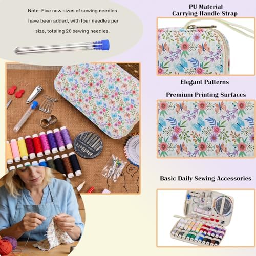Bobode Printing Floral Travel Sewing Kit with 130 PCS Sewing Accessories