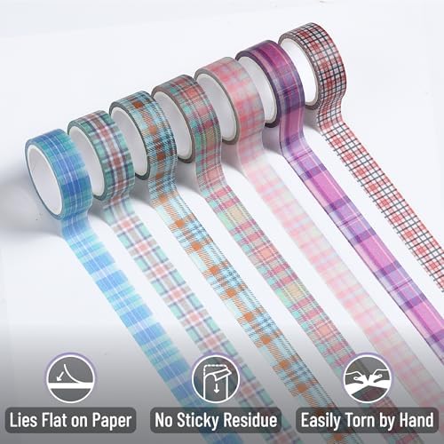 Mr. Pen- Washi Tape Set, 21 Rolls, Assorted Sizes, 5 Yards/Roll | Washi Tape for Scrapbook, Arts, Crafts, Journals and Planners, Plaid Design
