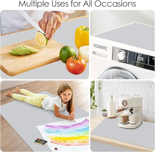 Extra Large Silicone Mat, 31.5x16.9 Inch Heat Resistant Mat for Kitchen Counter, Non-Stick Silicone Baking Mat for Dough and Pastry, Thick Silicone Pad Countertop Protector, Gray