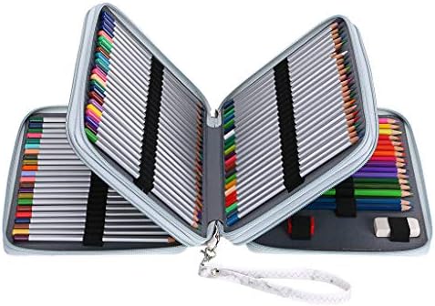 BTSKY Deluxe PU Leather Pencil Case For Colored Pencils - 120 Slot, White