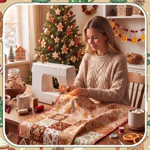 HunnmingRe 20 Pcs 10''x10'' Gingerbread Christmas Quilting Fabric Squares