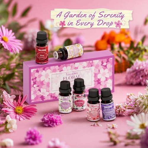 SALKING Floral Essential Oils Set, Pure and Natural Diffuser Oil, 6 x 10 ML