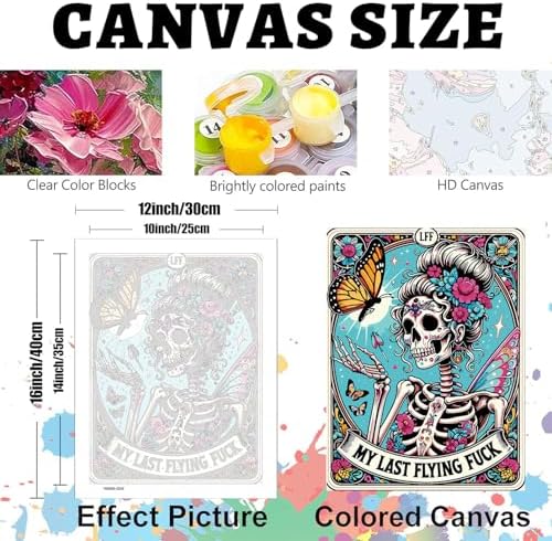 GOUOYANA Paint By Numbers Kit for Adults-Skull Last Flying Funny Canvas | Adult Paint by Number Kits on Canvas for Painting DIY Skull Last Flying Painting Art by Numbers for Home Wall Art Gift12X16in