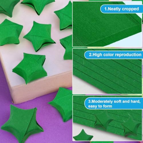 FoDau770 Solid Color Star Paper Strips - 360 Sheet, Dark Green