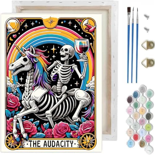 Skull Paint by Numbers Kit for Adults, DIY Canvas Oil Painting 10x12In